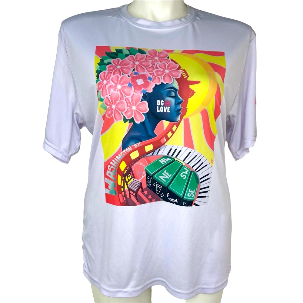 WASHINGTON DC LOVE T-Shirt Size: Large White Floral Peace Powerful Graphic Love